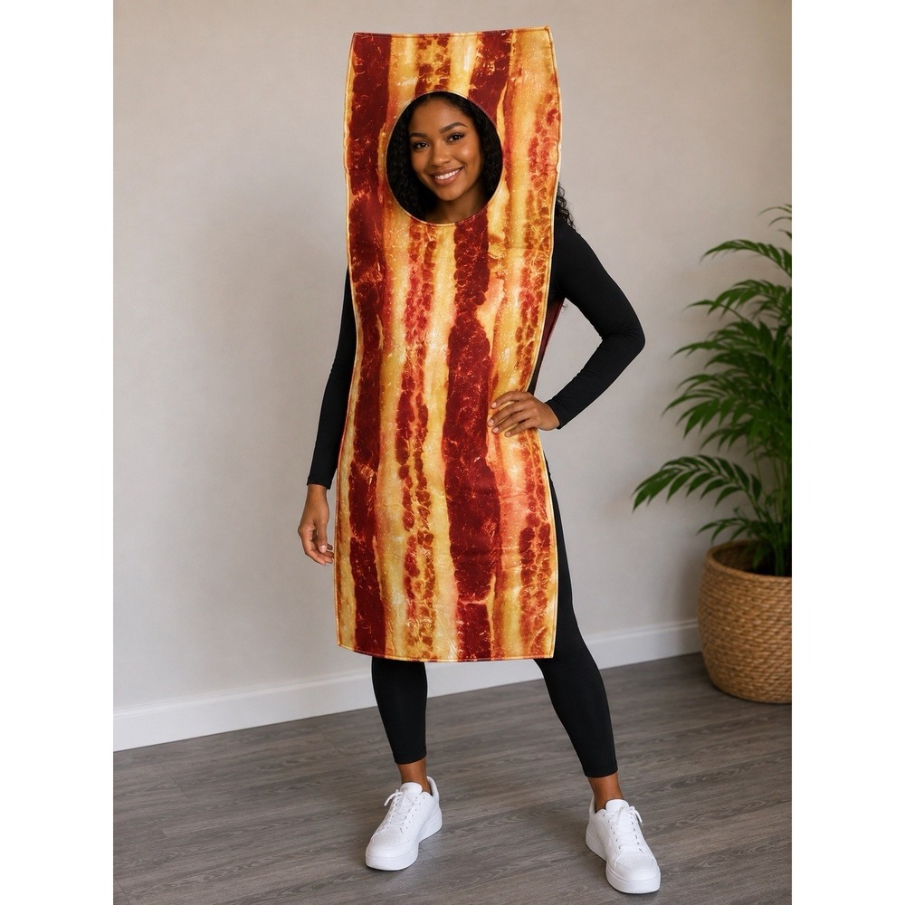 Bacon Strip Costume Adult One Size Funny Food Halloween Party Polyester Novelty
